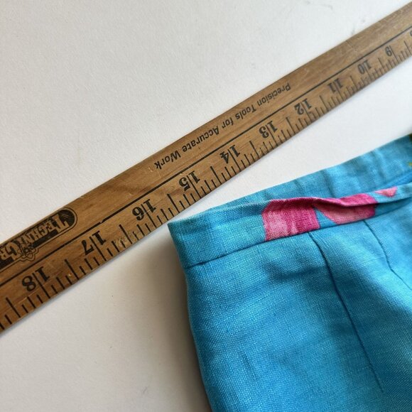 Talbots Womens Floral Capri Pants Size 14 Blue Pink Linen Blend Lightweight XL - Picture 3 of 12